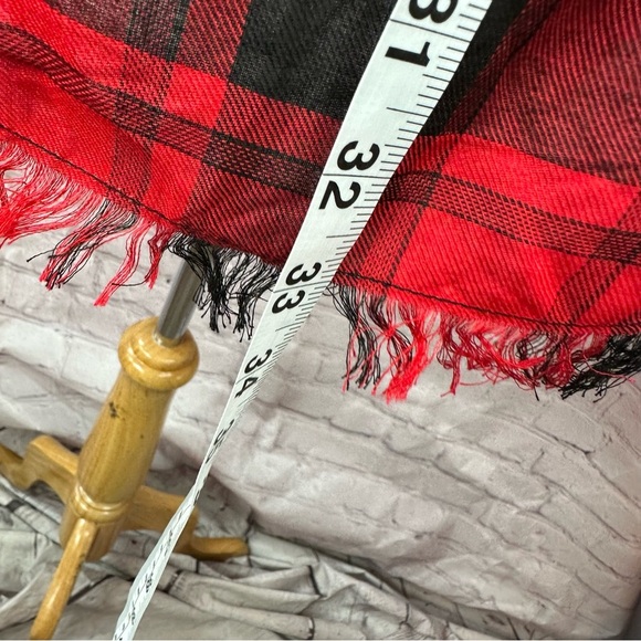 NWT Umgee boutique buffalo plaid tunic high low frayed hem sz L - Picture 7 of 11